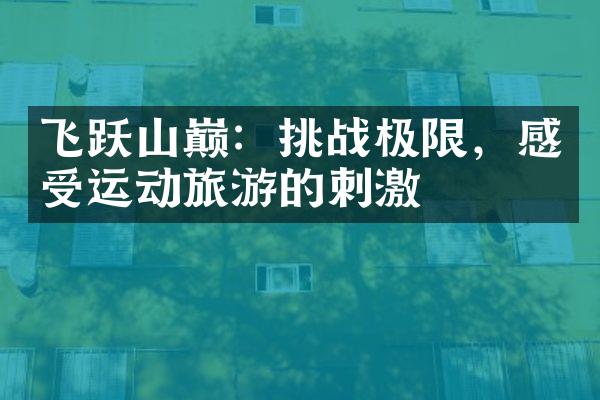 飞跃山巅：挑战极限，感受运动旅游的刺激