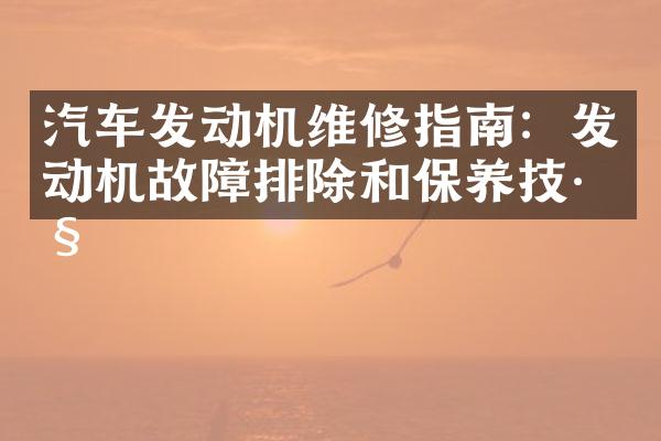 汽车发动机维修指南：发动机故障排除和保养技巧