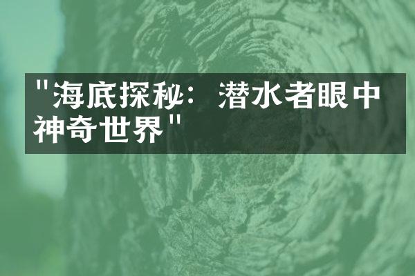"海底探秘：潜水者眼中的神奇世界"
