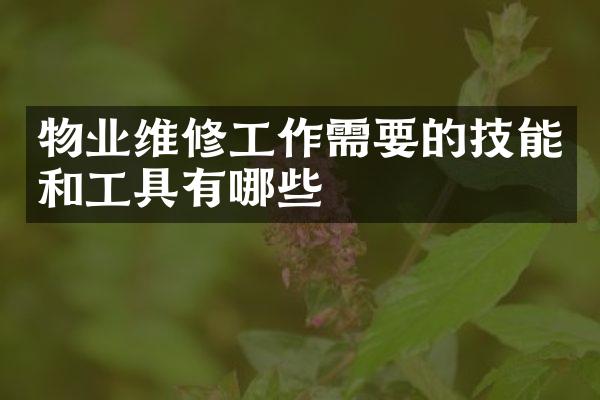 物业维修工作需要的技能和工具有哪些