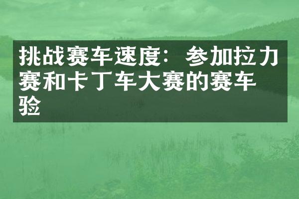 挑战赛车速度：参加拉力赛和卡丁车大赛的赛车体验