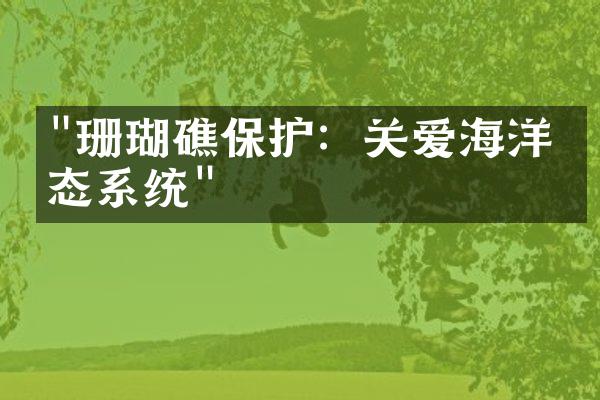"珊瑚礁保护：关爱海洋生态系统"