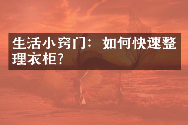 生活小窍门：如何快速整理衣柜？
