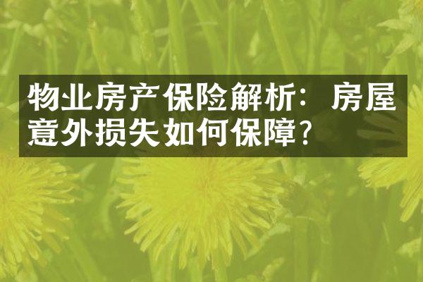 物业房产保险解析：房屋意外损失如何保障？