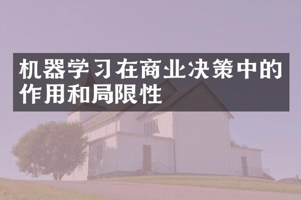 机器学习在商业决策中的作用和局限性