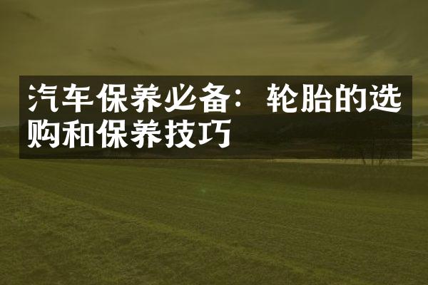 汽车保养必备：轮胎的选购和保养技巧
