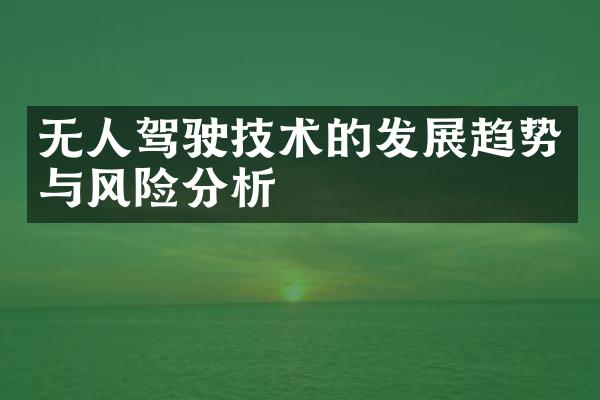 无人驾驶技术的发展趋势与风险分析