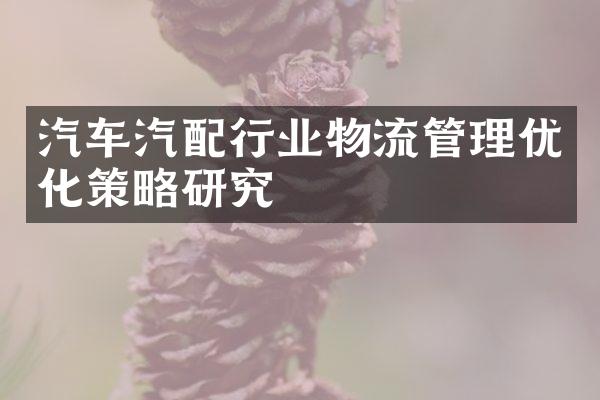 汽车汽配行业物流管理优化策略研究