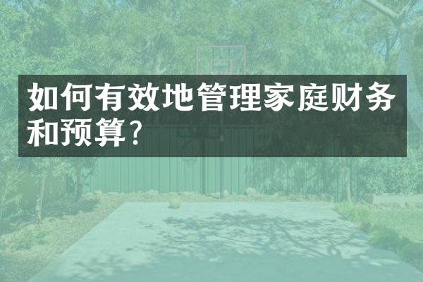 如何有效地管理家庭财务和预算？