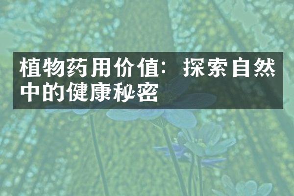 植物药用价值：探索自然中的健康秘密