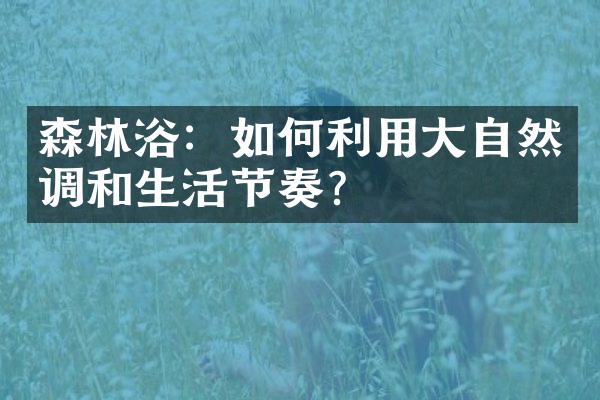 森林浴：如何利用大自然调和生活节奏？