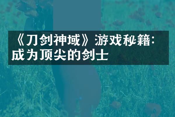《刀剑神域》游戏秘籍：成为顶尖的剑士