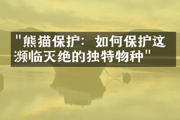 "熊猫保护：如何保护这一濒临灭绝的独特物种"