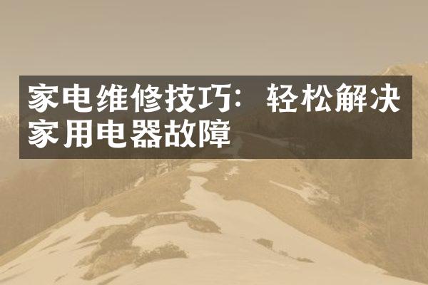 家电维修技巧：轻松解决家用电器故障
