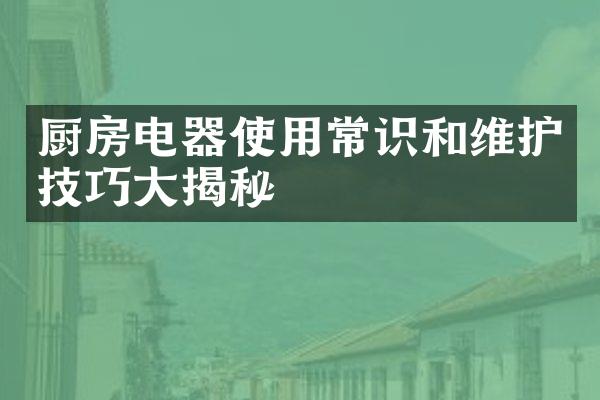 厨房电器使用常识和维护技巧大揭秘