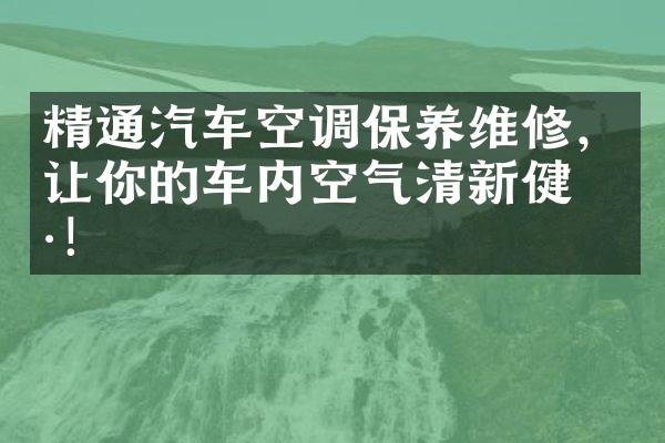 精通汽车空调保养维修，让你的车内空气清新健康！
