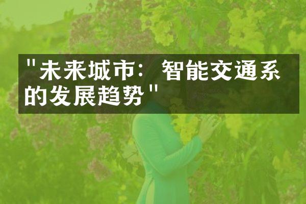 "未来城市：智能交通系统的发展趋势"