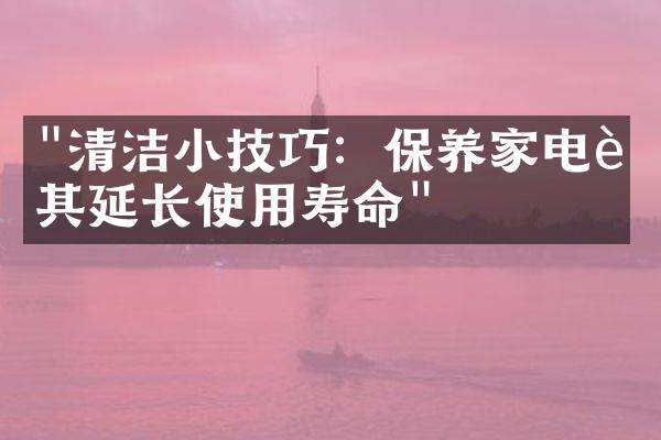 "清洁小技巧：保养家电让其延长使用寿命"
