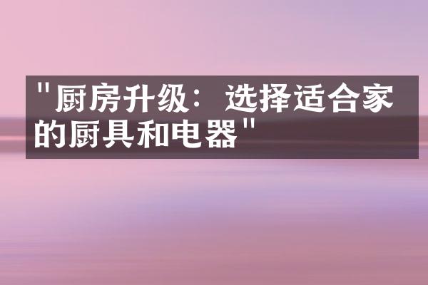 "厨房升级：选择适合家庭的厨具和电器"