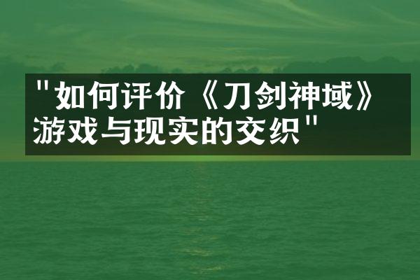 "如何评价《刀剑神域》：游戏与现实的交织"
