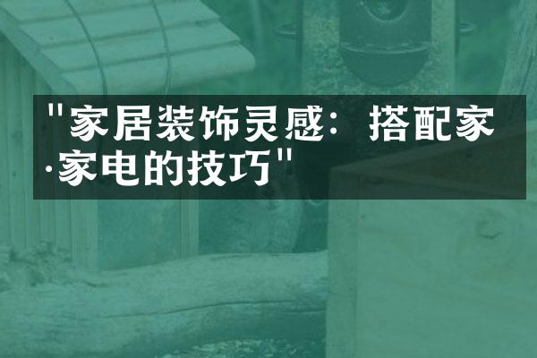 "家居装饰灵感：搭配家具家电的技巧"