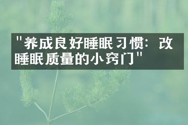 "养成良好睡眠习惯：改善睡眠质量的小窍门"