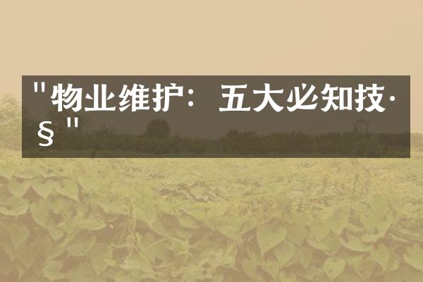 "物业维护：五大必知技巧"
