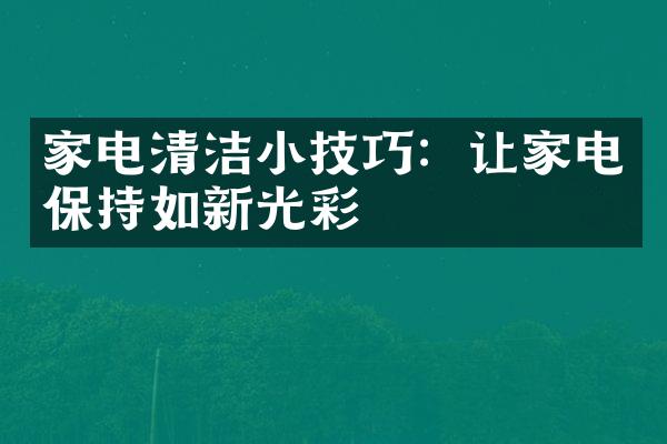 家电清洁小技巧：让家电保持如新光彩