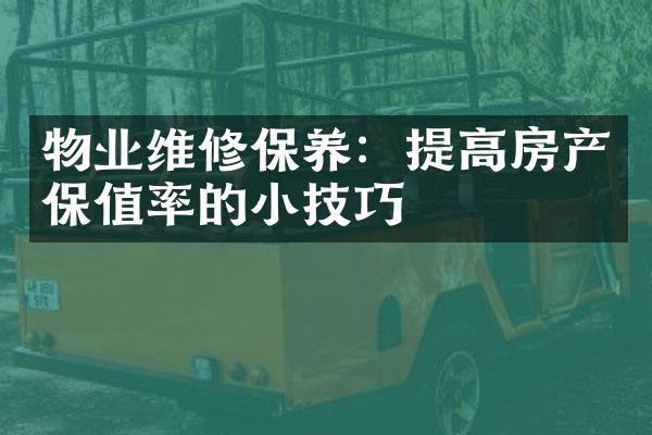 物业维修保养：提高房产保值率的小技巧