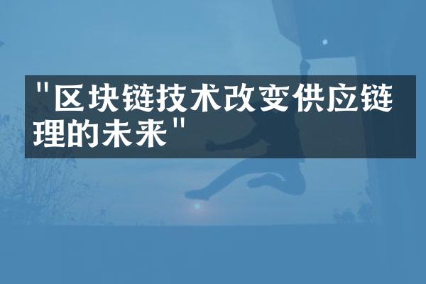 "区块链技术改变供应链管理的未来"