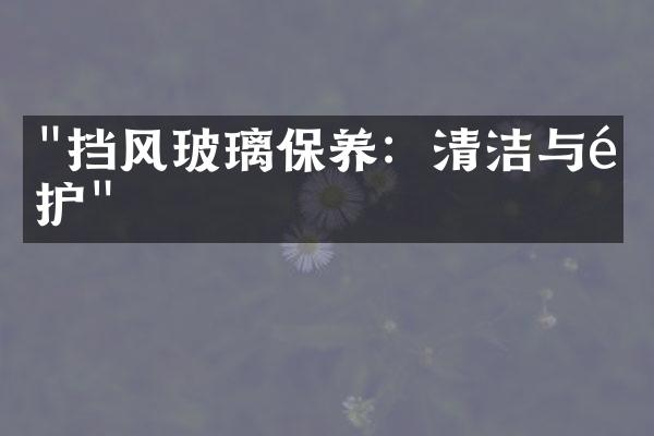 "挡风玻璃保养：清洁与防护"