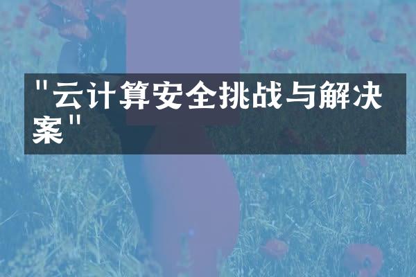 "云计算安全挑战与解决方案"