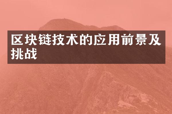 区块链技术的应用前景及挑战