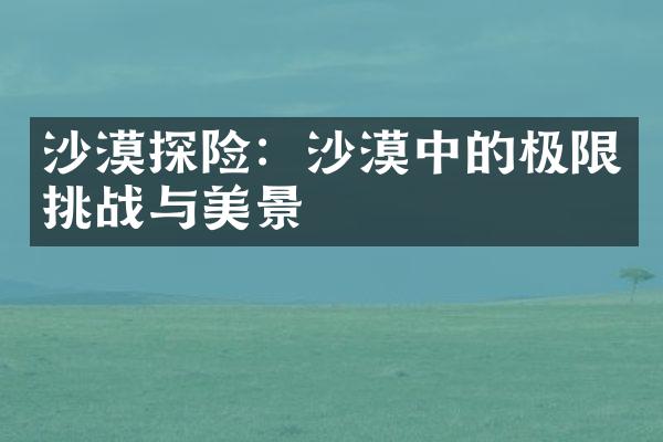 沙漠探险：沙漠中的极限挑战与美景