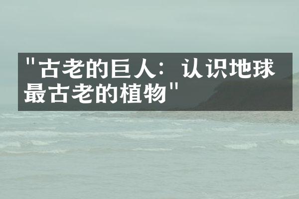 "古老的巨人：认识地球上最古老的植物"
