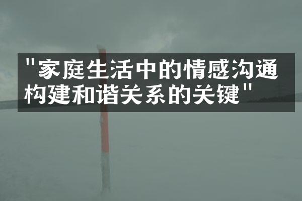 "家庭生活中的情感沟通：构建和谐关系的关键"