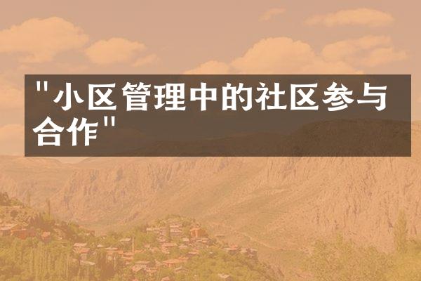 "小区管理中的社区参与与合作"