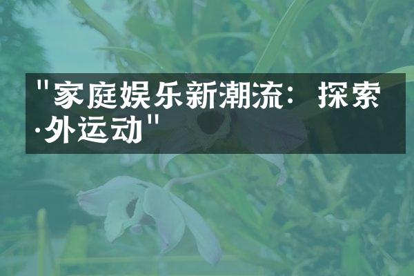 "家庭娱乐新潮流：探索户外运动"