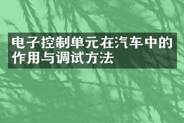 电子控制单元在汽车中的作用与调试方法