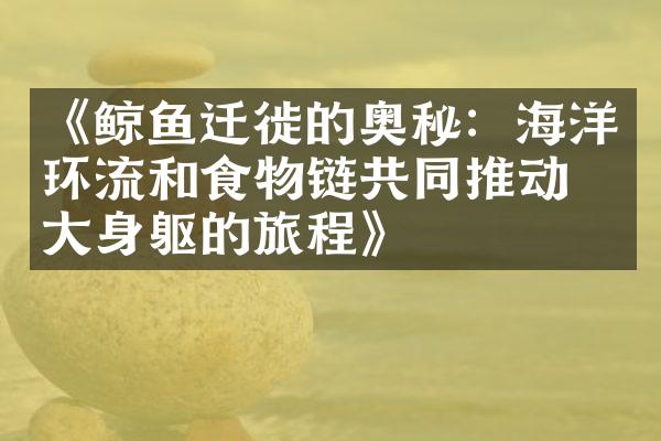 《鲸鱼迁徙的奥秘：海洋环流和食物链共同推动庞大身躯的旅程》