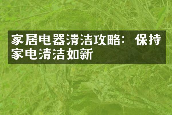 家居电器清洁攻略：保持家电清洁如新