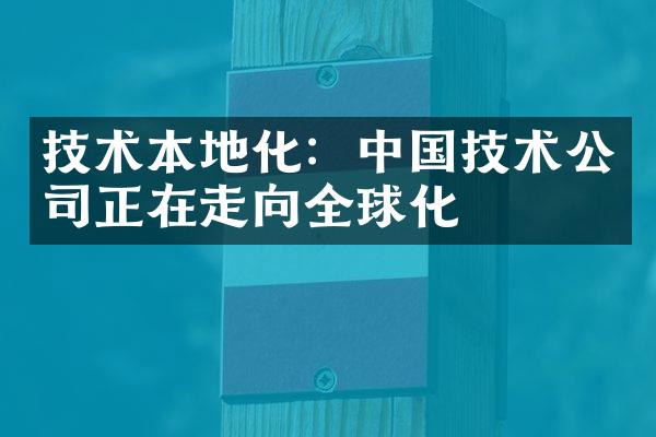 技术本地化：中国技术公司正在走向全球化