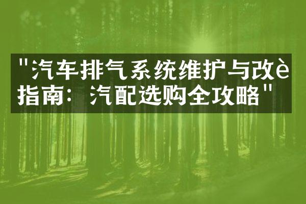 "汽车排气系统维护与改装指南：汽配选购全攻略"