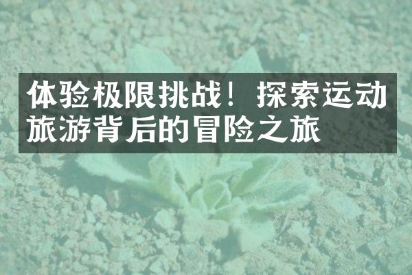 体验极限挑战！探索运动旅游背后的冒险之旅