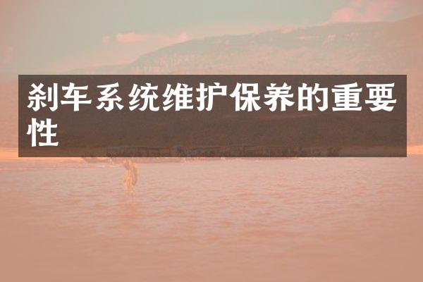 刹车系统维护保养的重要性