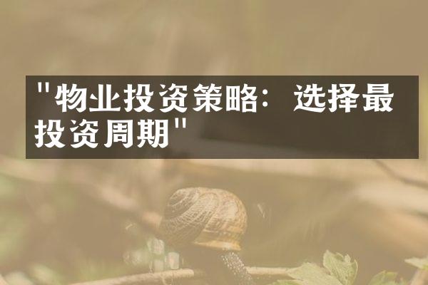 "物业投资策略：选择最佳投资周期"