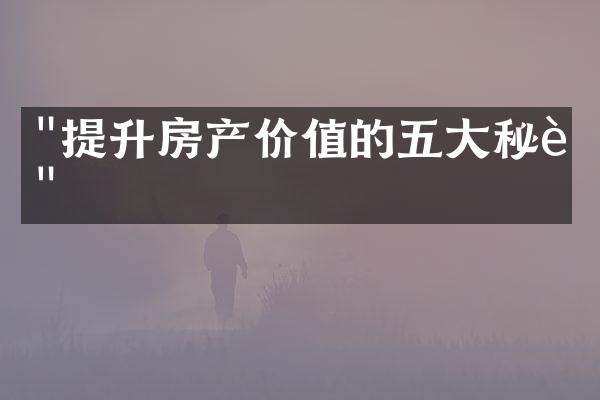 "提升房产价值的五大秘诀"