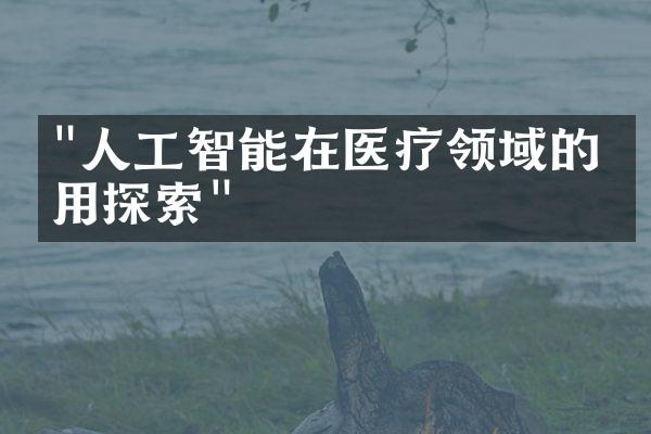 "人工智能在医疗领域的应用探索"