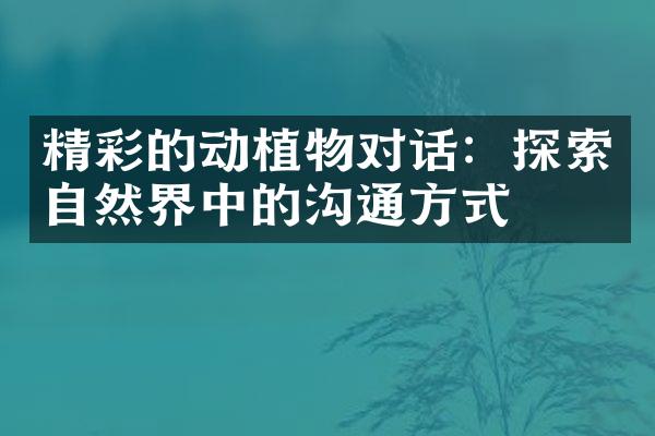 精彩的动植物对话：探索自然界中的沟通方式