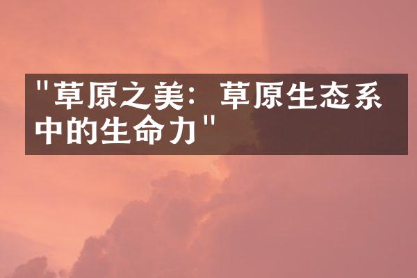 "草原之美：草原生态系统中的生命力"